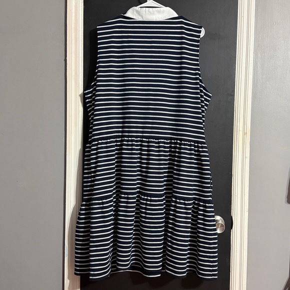 Nautica Jeans Striped Tiered Preppy Stretch Babydoll Dress Pockets Sz: XXL - Picture 2 of 6